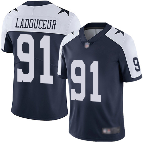 Men Dallas Cowboys Limited Navy Blue L. P. Ladouceur Alternate 91 Vapor Untouchable Throwback NFL Jersey